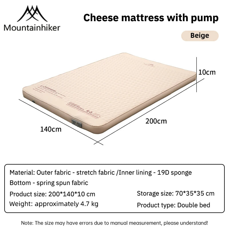 MOUNTAINHIKER Outdoor Inflatable Cheese Mattress Garden Portable Special Sponge Edition 10CM Family Sleeping Pad Mat Furnitures