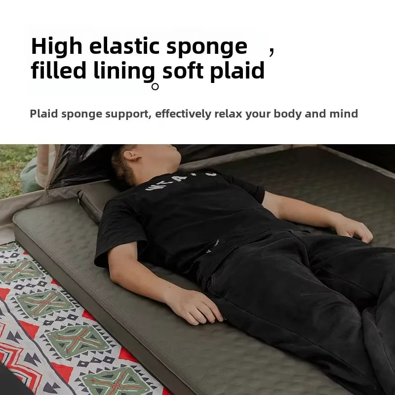 MOUNTAINHIKER Outdoor Inflatable Cheese Mattress Garden Portable Special Sponge Edition 10CM Family Sleeping Pad Mat Furnitures