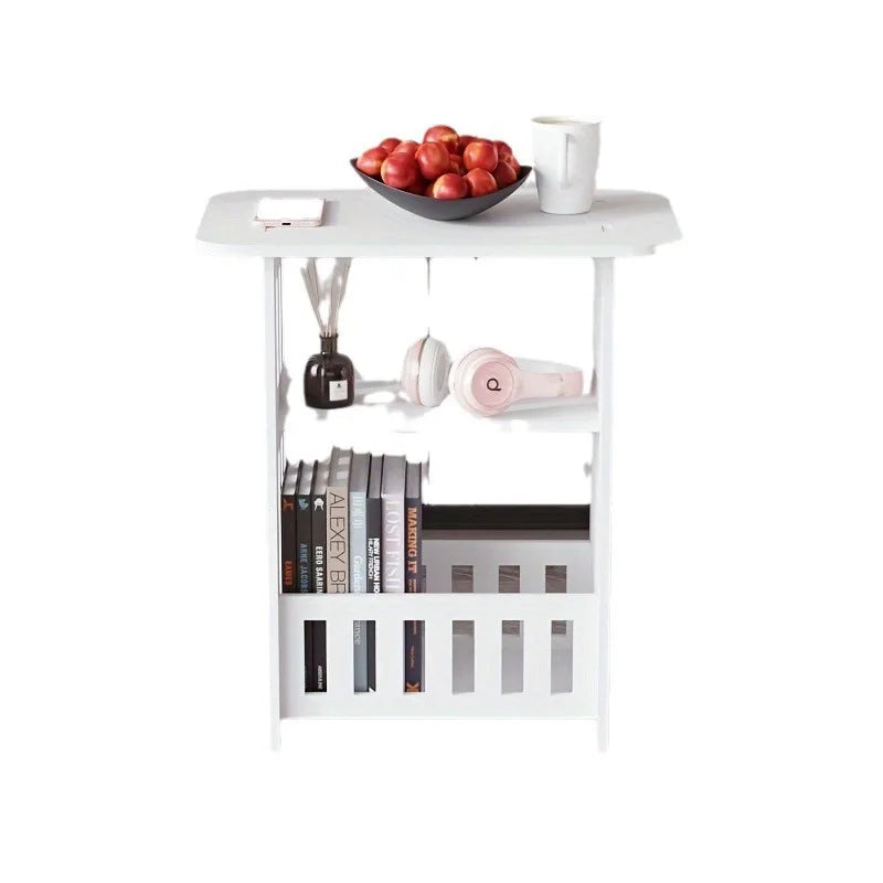 Modern Nordic Style Wooden Storage Table - Multipurpose Bedside & Living Room Organizer, Non-Waterproof Wood Material