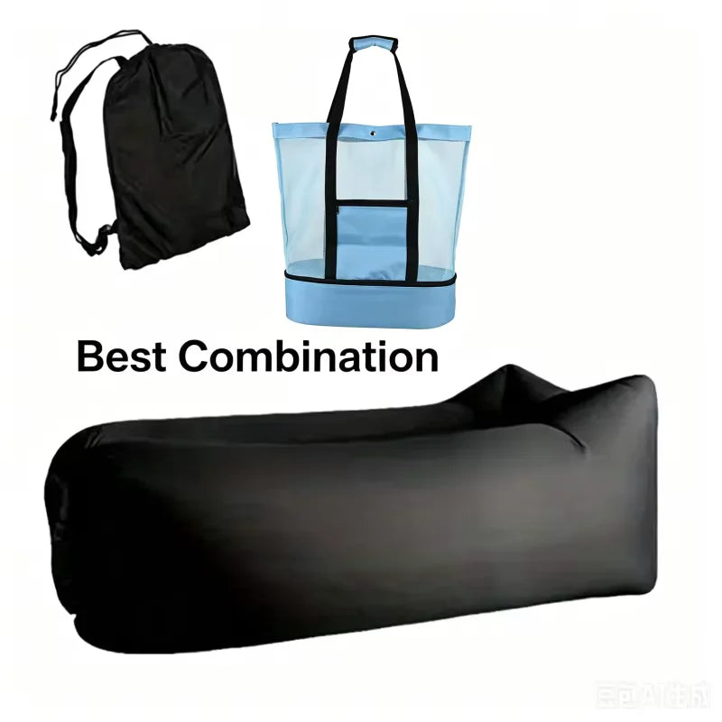 LUSQI 1/2PC Inflatable Lounger Air Sofa For Outdoor Camping Beach Travel Quick Inflation Folding Home Furniture