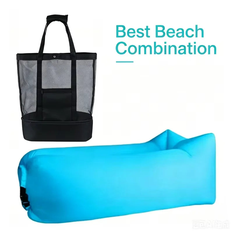 LUSQI 1/2PC Inflatable Lounger Air Sofa For Outdoor Camping Beach Travel Quick Inflation Folding Home Furniture