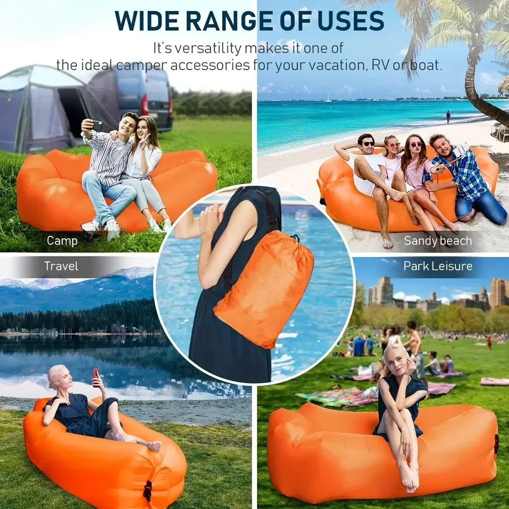 LUSQI 1/2PC Inflatable Lounger Air Sofa For Outdoor Camping Beach Travel Quick Inflation Folding Home Furniture