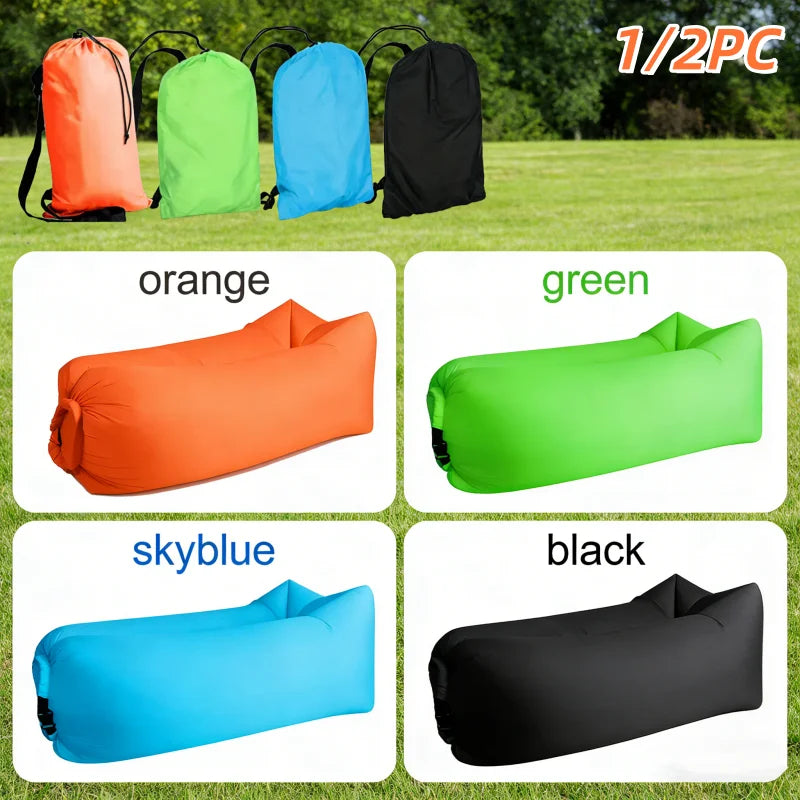 LUSQI 1/2PC Inflatable Lounger Air Sofa For Outdoor Camping Beach Travel Quick Inflation Folding Home Furniture