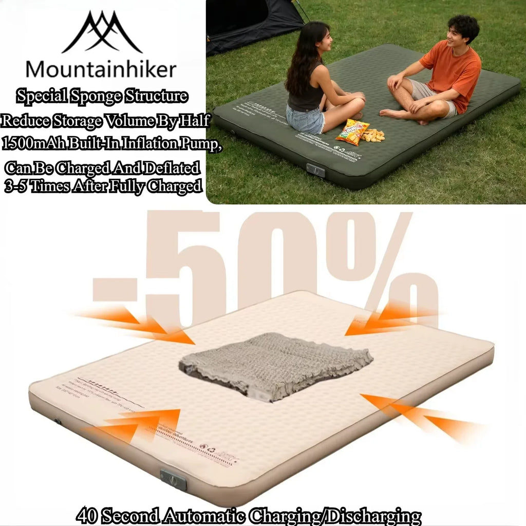 MOUNTAINHIKER Outdoor Inflatable Cheese Mattress Garden Portable Special Sponge Edition 10CM Family Sleeping Pad Mat Furnitures