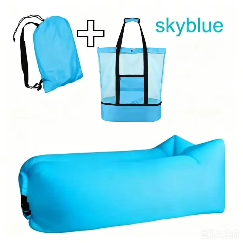 LUSQI 1/2PC Inflatable Lounger Air Sofa For Outdoor Camping Beach Travel Quick Inflation Folding Home Furniture