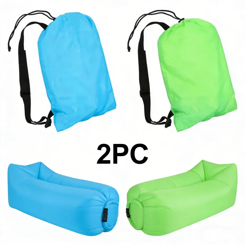 LUSQI 1/2PC Inflatable Lounger Air Sofa For Outdoor Camping Beach Travel Quick Inflation Folding Home Furniture