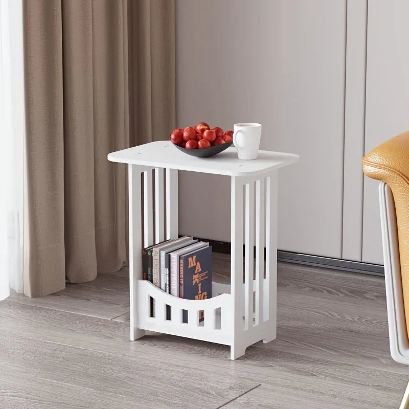 Modern Nordic Style Wooden Storage Table - Multipurpose Bedside & Living Room Organizer, Non-Waterproof Wood Material