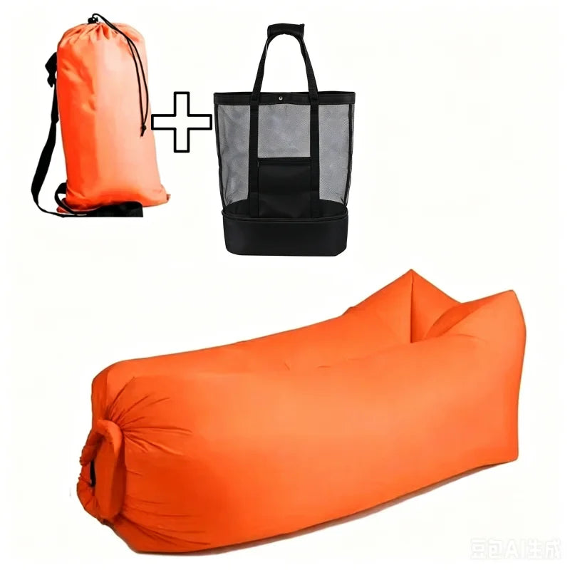 LUSQI 1/2PC Inflatable Lounger Air Sofa For Outdoor Camping Beach Travel Quick Inflation Folding Home Furniture