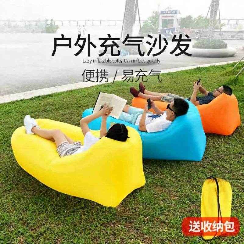 Portable Inflatable Air Sofa Lazy Lounger with Bag, Air Mattress Chair for Camping Music Festival Outdoor Use