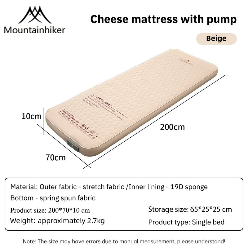 MOUNTAINHIKER Outdoor Inflatable Cheese Mattress Garden Portable Special Sponge Edition 10CM Family Sleeping Pad Mat Furnitures