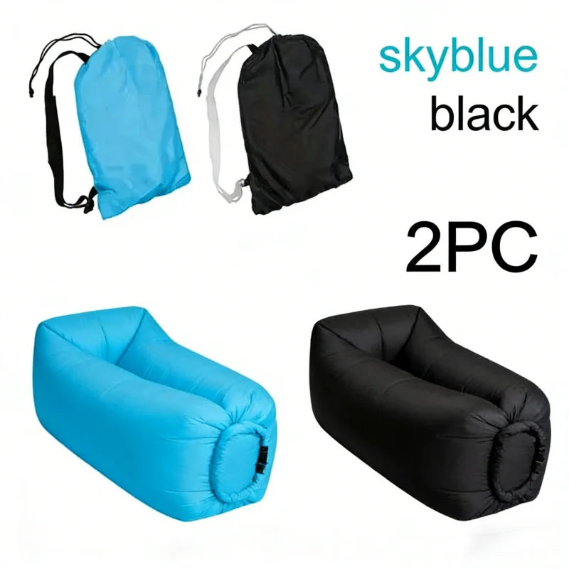 LUSQI 1/2PC Inflatable Lounger Air Sofa For Outdoor Camping Beach Travel Quick Inflation Folding Home Furniture