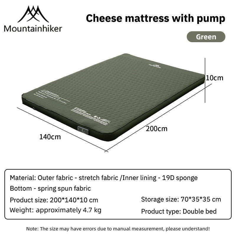 MOUNTAINHIKER Outdoor Inflatable Cheese Mattress Garden Portable Special Sponge Edition 10CM Family Sleeping Pad Mat Furnitures
