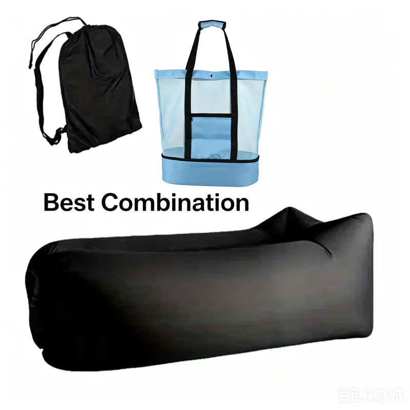 LUSQI 1/2PC Inflatable Lounger Air Sofa For Outdoor Camping Beach Travel Quick Inflation Folding Home Furniture