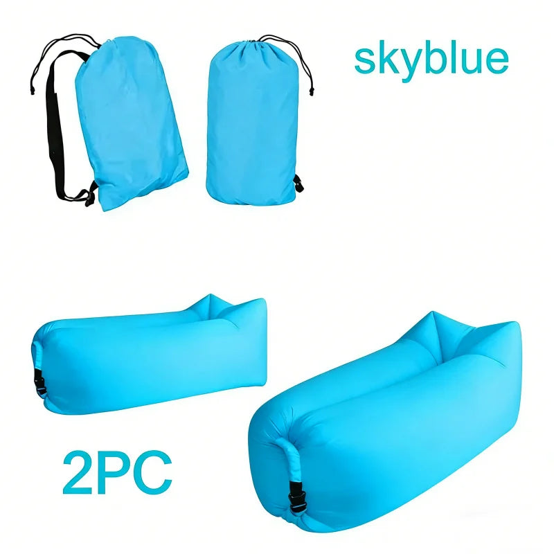 LUSQI 1/2PC Inflatable Lounger Air Sofa For Outdoor Camping Beach Travel Quick Inflation Folding Home Furniture