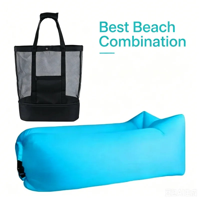 LUSQI 1/2PC Inflatable Lounger Air Sofa For Outdoor Camping Beach Travel Quick Inflation Folding Home Furniture