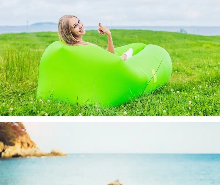 Portable Inflatable Air Sofa Lazy Lounger with Bag, Air Mattress Chair for Camping Music Festival Outdoor Use