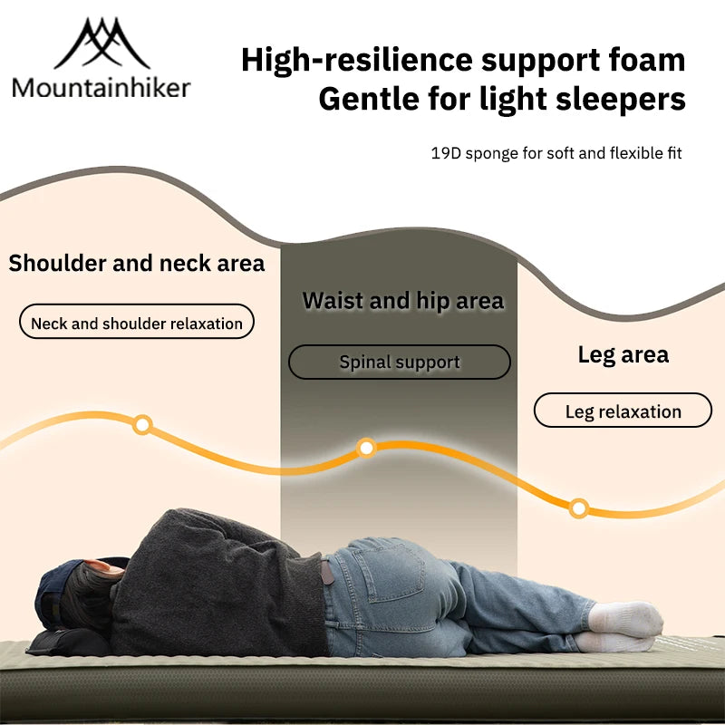 MOUNTAINHIKER Outdoor Inflatable Cheese Mattress Garden Portable Special Sponge Edition 10CM Family Sleeping Pad Mat Furnitures